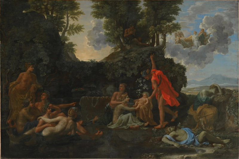Die Geburt des Bacchus und der Tod des Narcissus - Nicolas Poussin