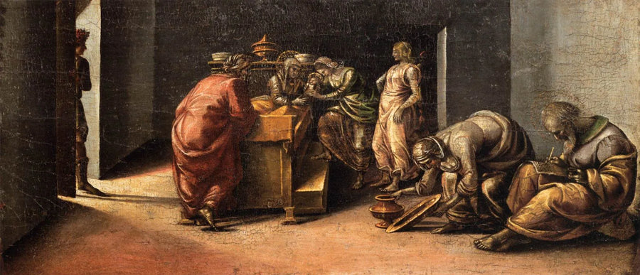 Die Geburt des heiligen Johannes der Täufer und die Namensgebung - Luca Signorelli
