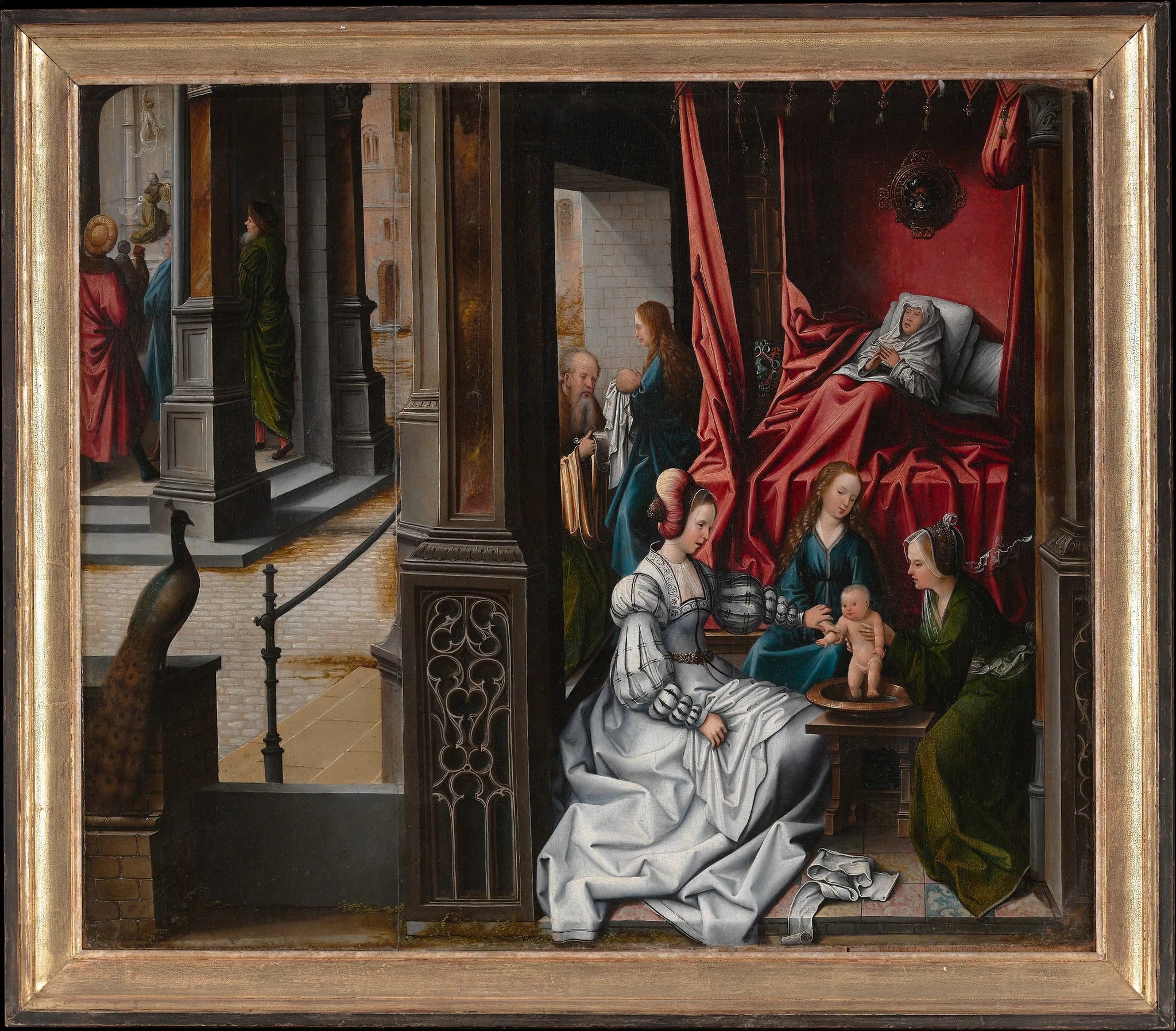 La Naissance et le Nom de Saint Jean-Baptiste ; (au verso) Trompe-l'œil avec peinture de l'Homme de Douleurs - Bernard van Orley image 1 reproduction de peinture à l’huile