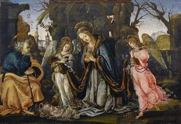 Die Geburt mit zwei Engeln - Filippino Lippi