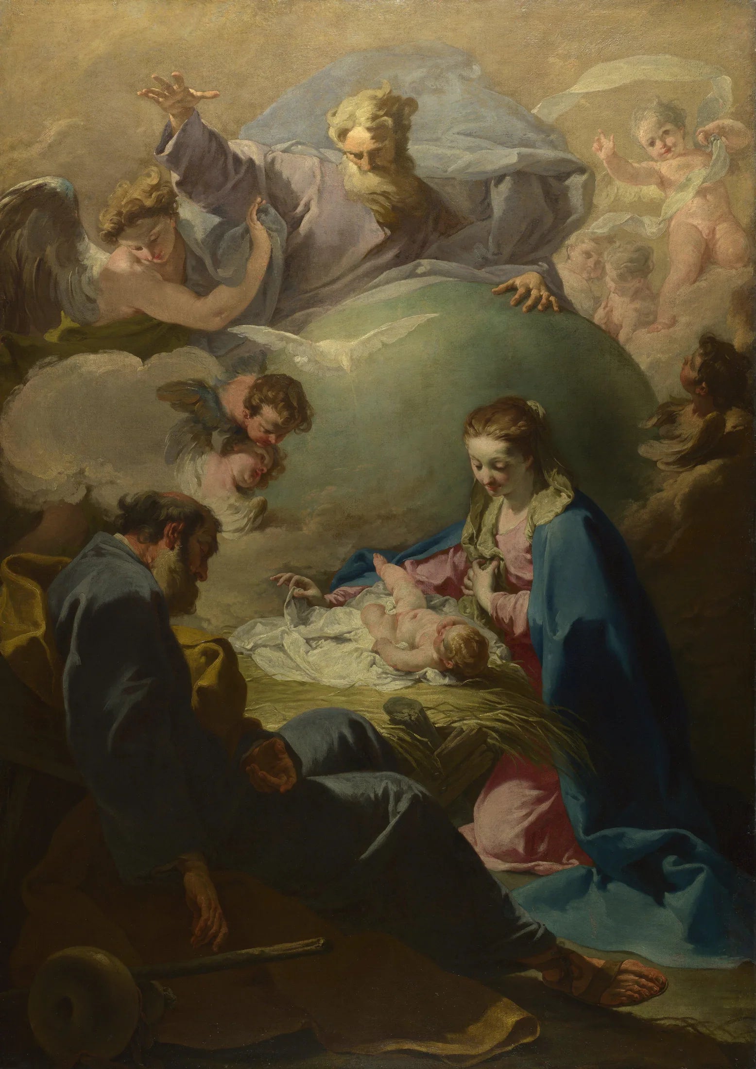 La Nativité avec Dieu le Père et le Saint-Esprit - Giovanni Battista Pittoni image 1 copie de tableau peinte à la main