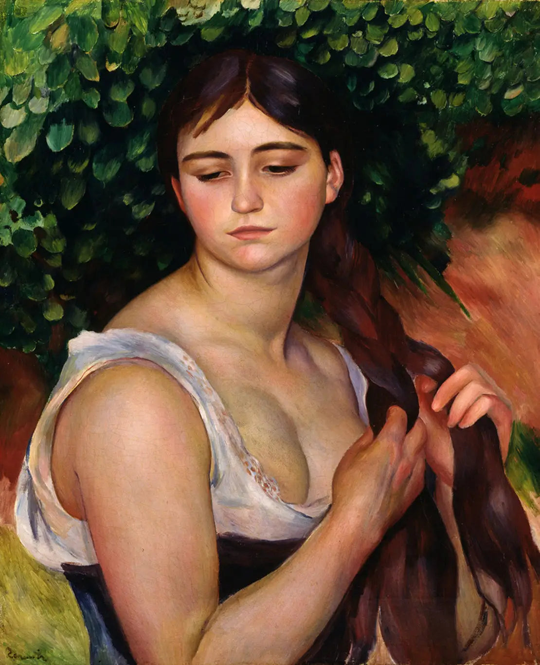 La Natte - Pierre-Auguste Renoir image 1 reproduction d’œuvre d’art à l’huile