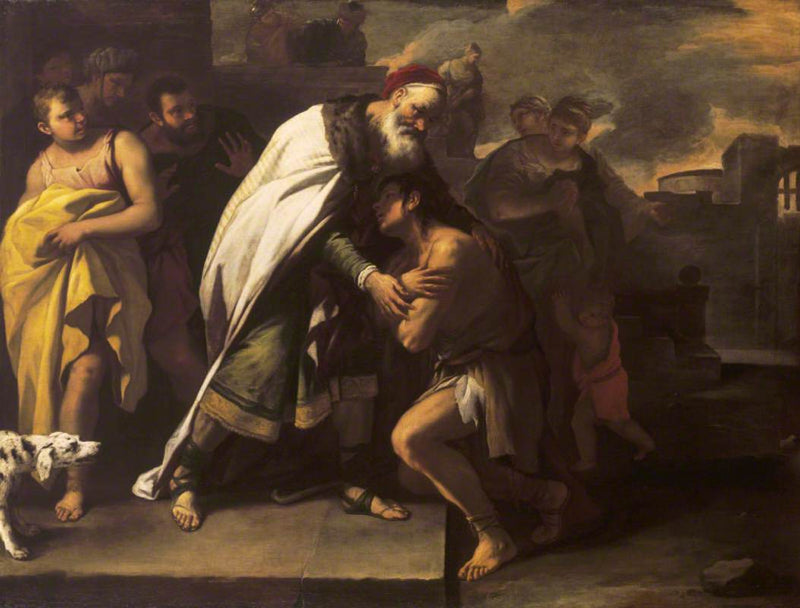 Die Parabel vom verlorenen Sohn: Zuhause vom Vater empfangen - Luca Giordano