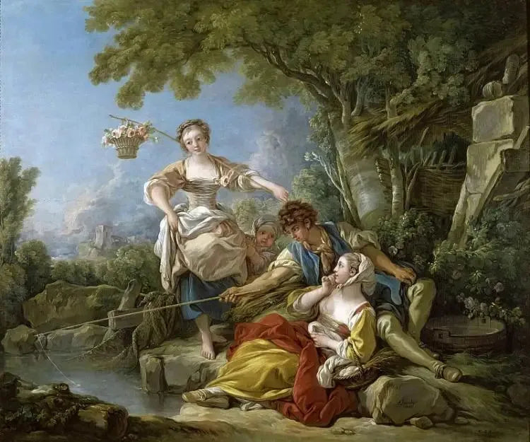 La Pêche à la ligne - François Boucher image 1 reproduction d’œuvre d’art à l’huile