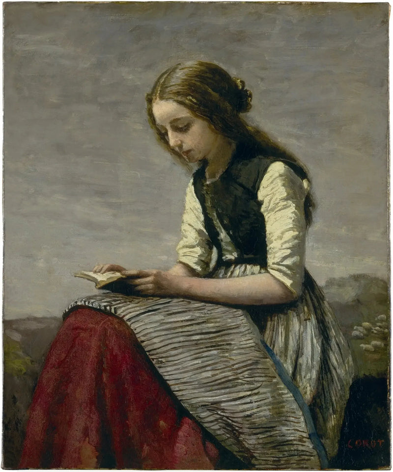 Die kleine Leserin - Jean-Baptiste Camille Corot