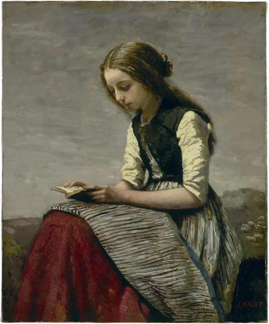 Die kleine Leserin - Jean-Baptiste Camille Corot