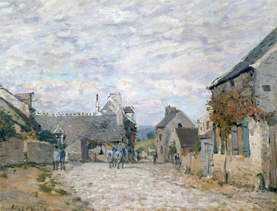 Der kleine Platz, die Straße des Dorfes - Alfred Sisley