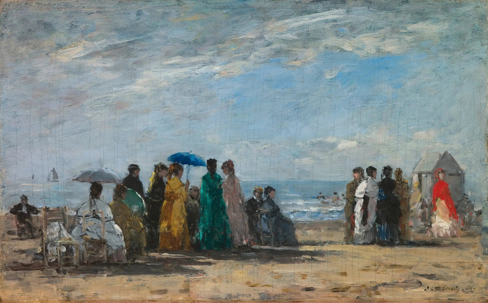 La plage à Trouville - Eugène Boudin image 1 reproduction artisanale de tableau