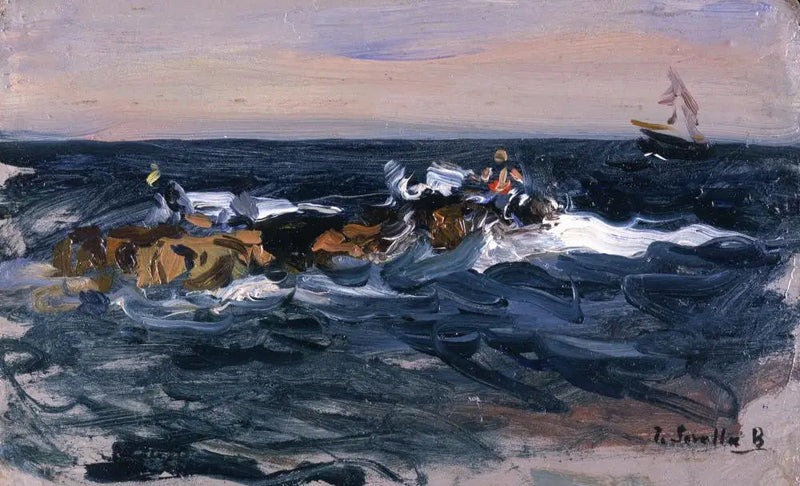 Der Strand, Valencia (Ochsen ziehen ein Boot) - Joaquín Sorolla