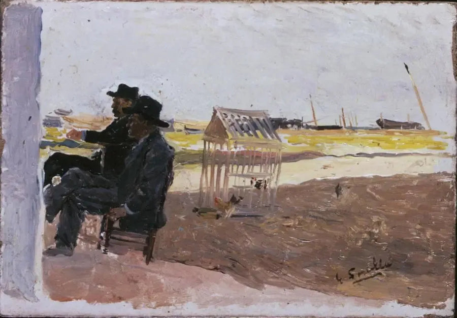 Der Strand, Valencia (Zwei sitzende Männer) - Joaquín Sorolla