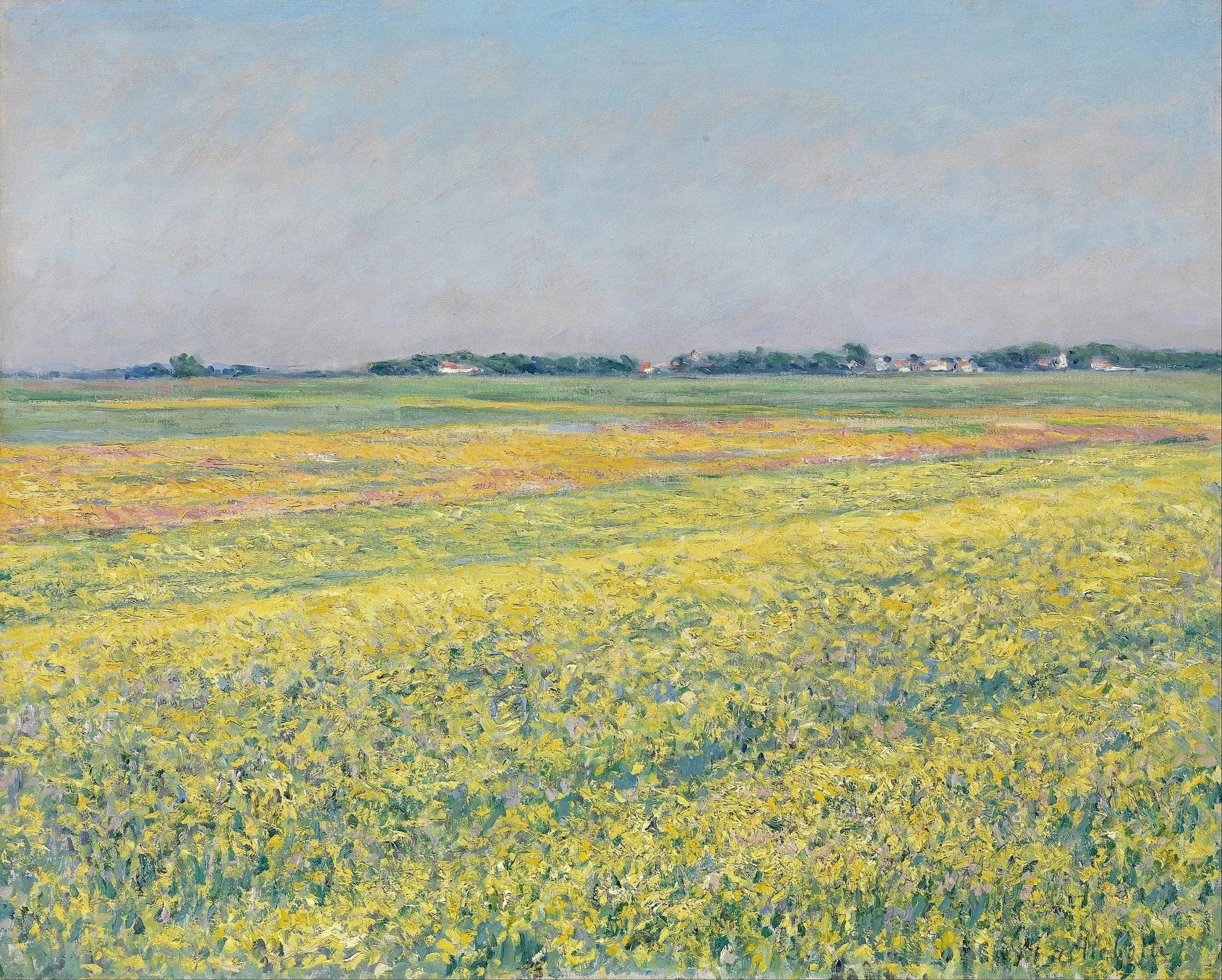 La plaine de Gennevilliers, champs jaunes - Gustave Caillebotte image 1 copie de tableau peinte à la main