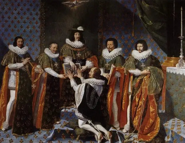 Die Ankunft des Herzogs von Longueville im Orden des Heiligen Geistes durch König Ludwig XIII. im Jahr 1633 - Philippe de Champaigne