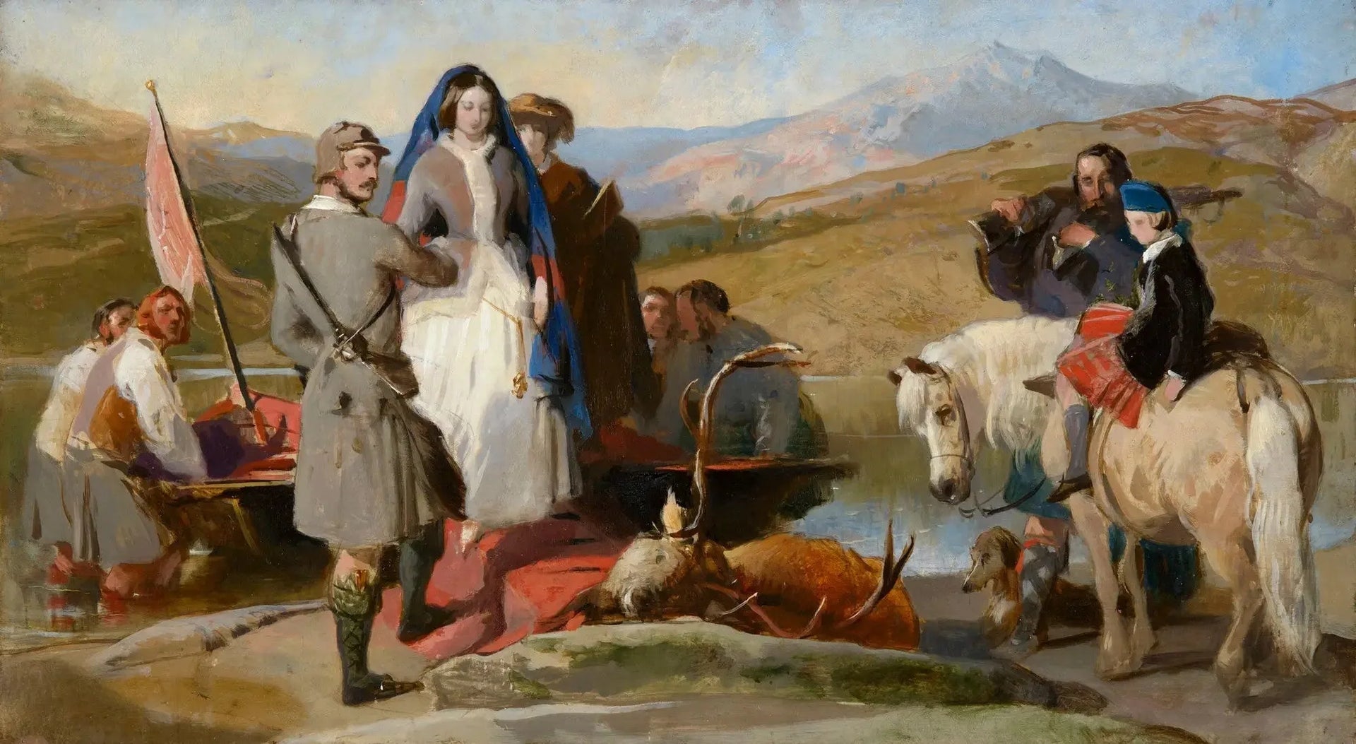 La reine Victoria débarque au Loch Muick - Edwin Henry Landseer image 1 reproduction de peinture à l’huile