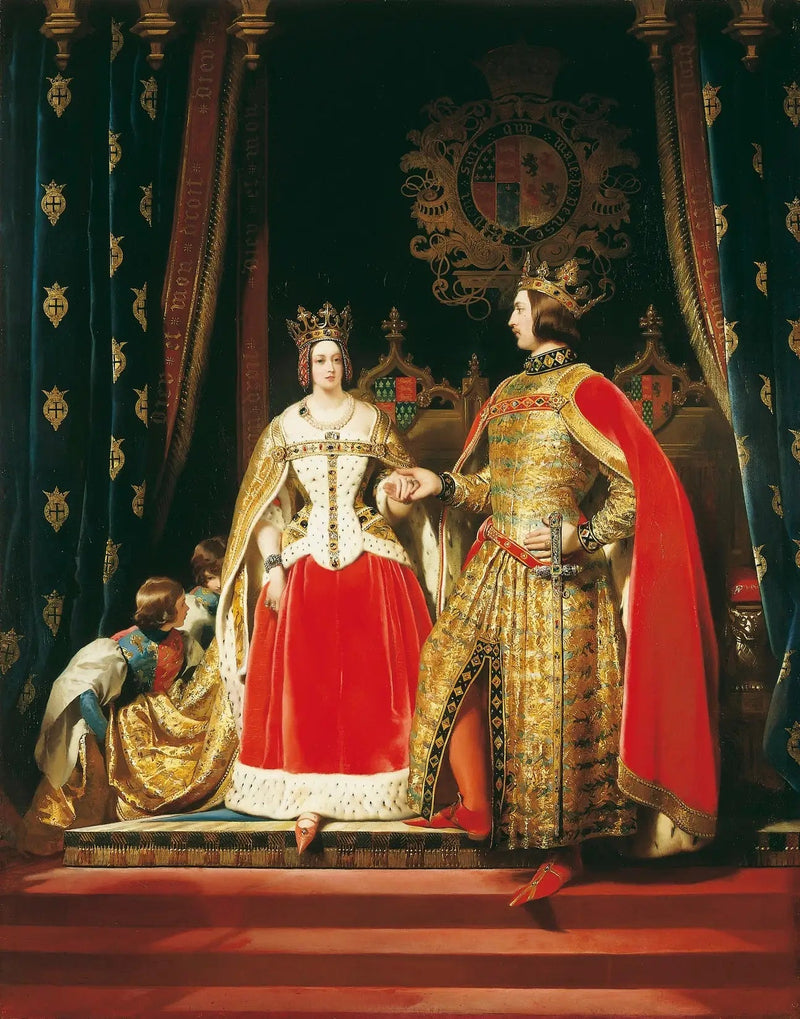 Die Königin Victoria und Prinz Albert bei der Maskenball am 12. Mai 1842 - Edwin Henry Landseer