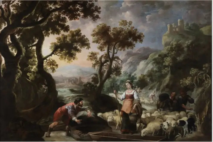 Die Begegnung von Jakob und Rahel am Brunnen - Bartolomé Esteban Murillo