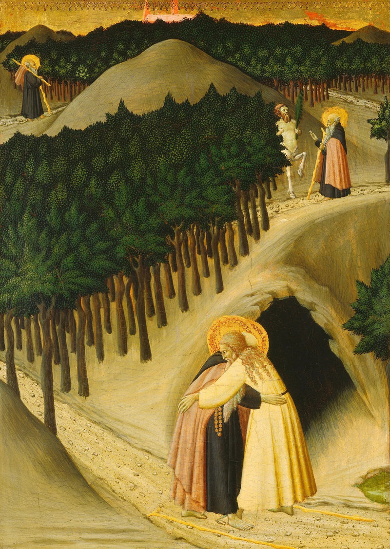 Die Begegnung des heiligen Antonius und des heiligen Paulus - Meister der Osservanza