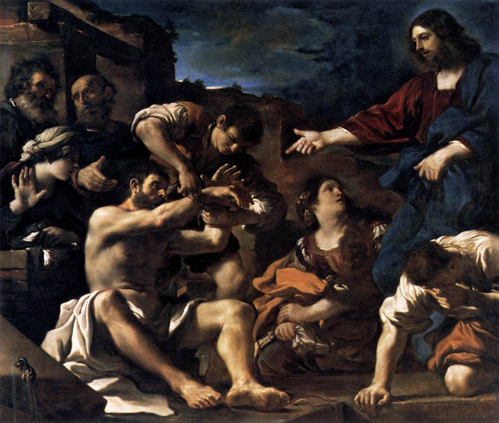 La Résurrection de Lazare - Guercino image 1 tableau peint à l’huile sur toile