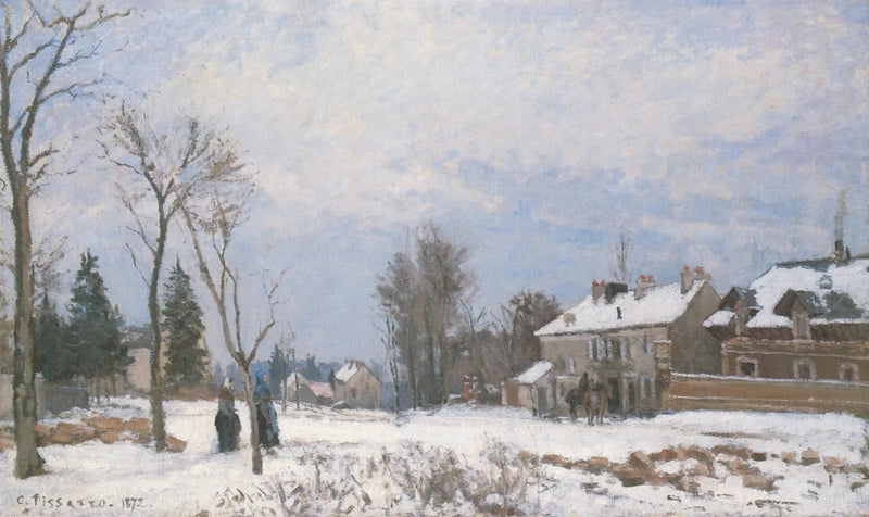 Die Straße von Versailles nach Saint-Germain, Louveciennes, Schneeeffekt - Camille Pissarro