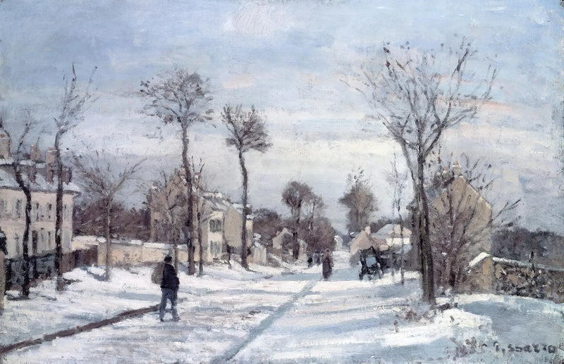 Die Straße nach Versailles, Louveciennes, Schnee - Camille Pissarro