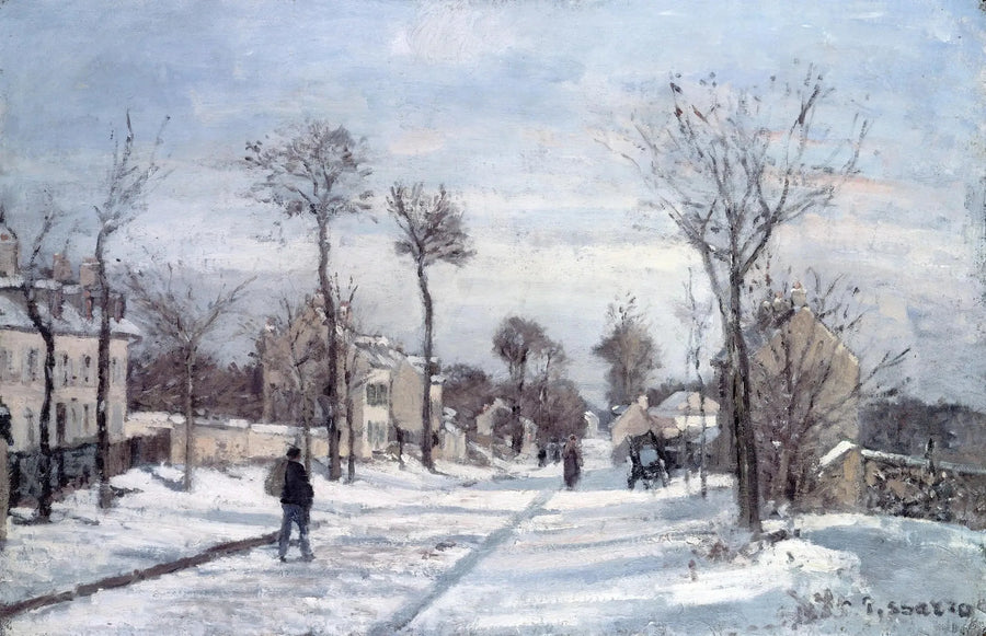 Die Straße nach Versailles, Louveciennes, Schnee - Camille Pissarro