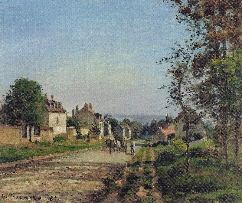 Die Straße nach Versailles, Louveciennes, Wintersonne und Schnee - Camille Pissarro