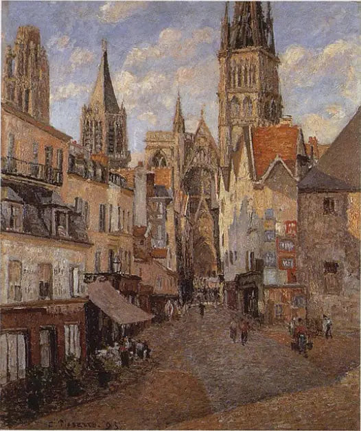 Die Straße des Lebensmittelgeschäfts in Rouen, späten Nachmittag - Camille Pissarro