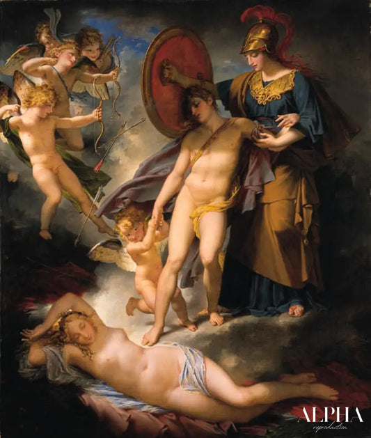 La sagesse défend la jeunesse des flèches de l’amour - Charles Meynier Reproductions de tableaux à la peinture à l’huile