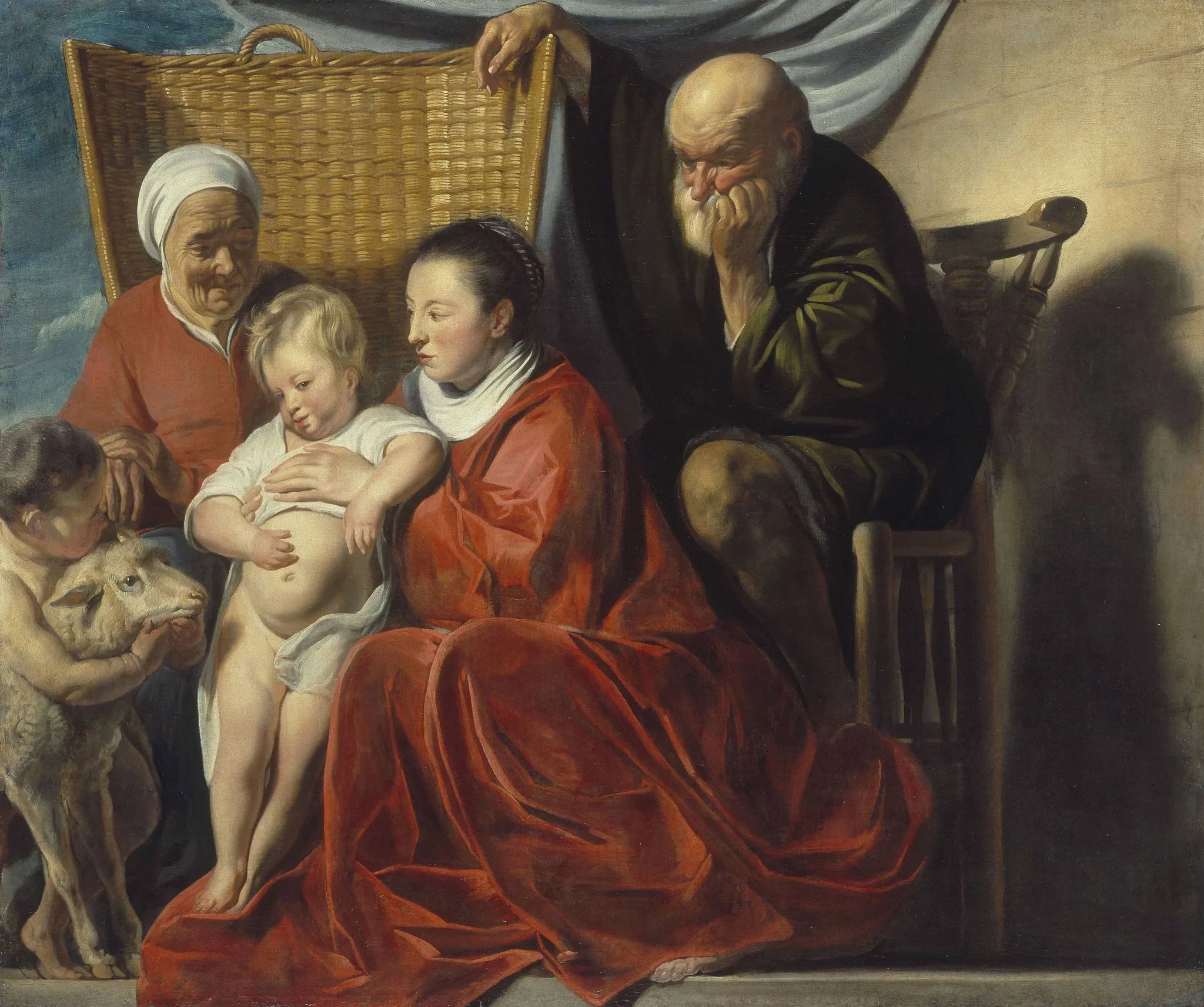 La Sainte Famille avec Anne et le petit Jean - Jacob Jordaens image 1 reproduction de peinture à l’huile
