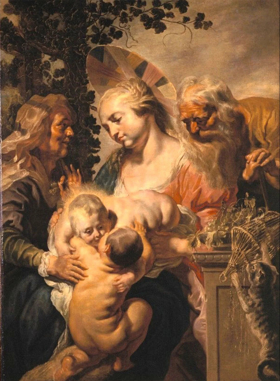 La Sainte Famille avec sainte Élisabeth et l'Enfant saint Jean-Baptiste - Jacob Jordaens image 1 reproduction artisanale de tableau