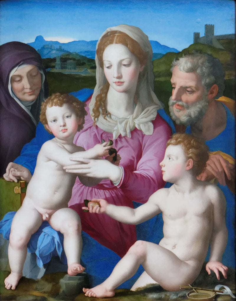 Die Heilige Familie mit der heiligen Elisabeth und dem kleinen heiligen Johannes der Täufer - Bronzino