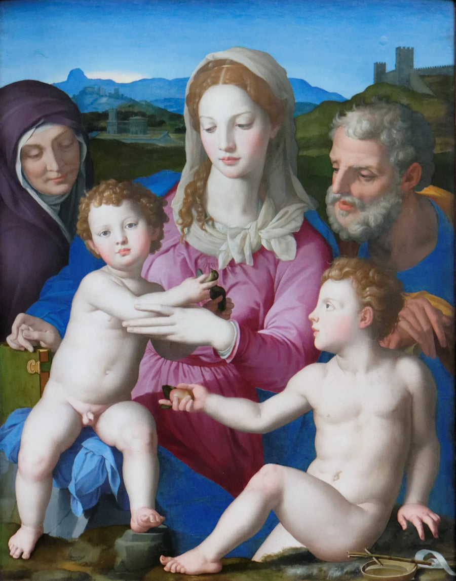 Die Heilige Familie mit der heiligen Elisabeth und dem kleinen heiligen Johannes der Täufer - Bronzino