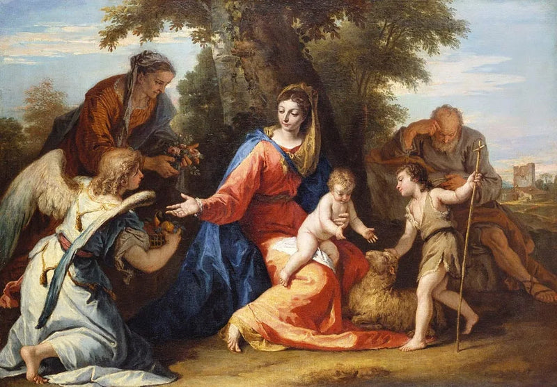 Die Heilige Familie mit der heiligen Elisabeth, Johannes dem Täufer und einem Engel - Sebastiano Ricci