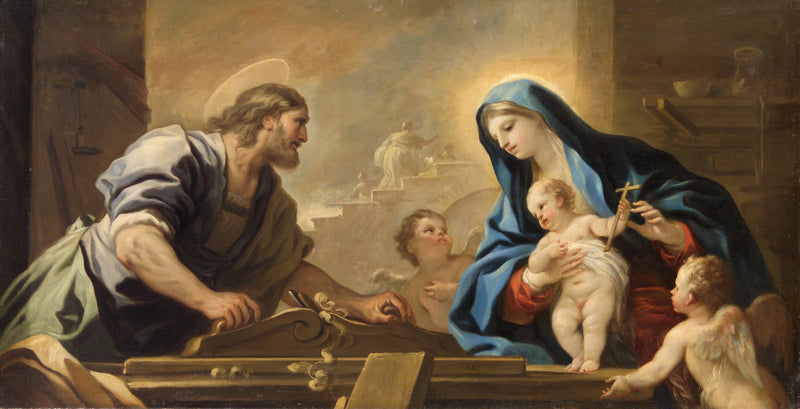 Die Heilige Familie mit Joseph an der Werkbank des Zimmermanns - Luca Giordano