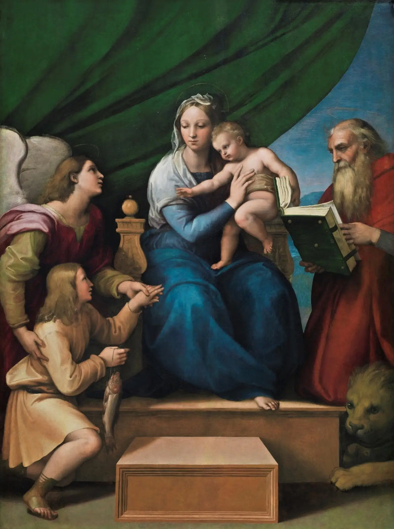 Die Heilige Familie mit Raphael, Tobias und dem heiligen Hieronymus - Raphael Sanzio