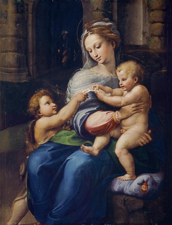 La Sainte Famille avec saint Jean-Baptiste enfant - Giulio Romano image 1 tableau peint à l’huile sur toile
