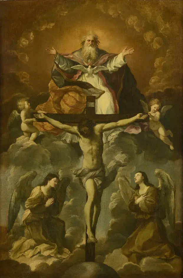 Die heilige Dreifaltigkeit verehrt von den Engeln - Guido Reni