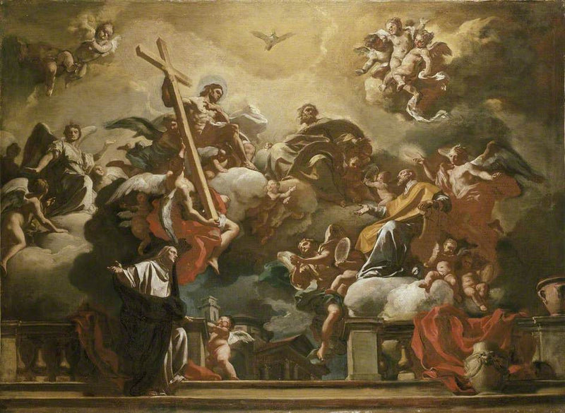 Die Heilige Dreifaltigkeit mit dem heiligen Philipp Neri in Herrlichkeit - Francesco Solimena