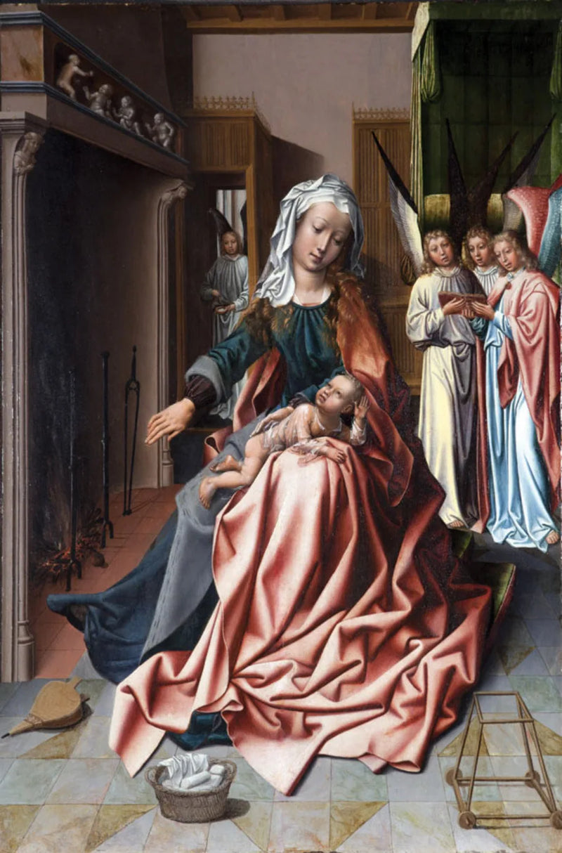 Die Heilige Jungfrau bereitet sich vor, das Kind Jesus zu waschen - Jan Gossaert
