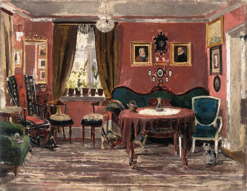 Das Wohnzimmer der Fräuleins Munch in der Pilestredet 61 - Edvard Munch