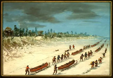 La Salle, die den Michigansee auf dem Eis überquert. 8. Dezember 1681 - George Catlin