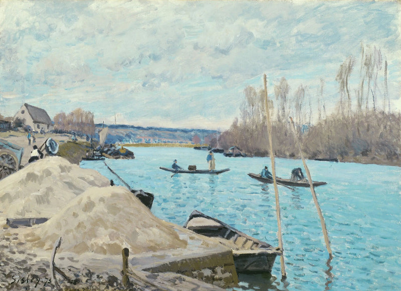 Die Seine bei Port-Marly, Sandhaufen - Alfred Sisley