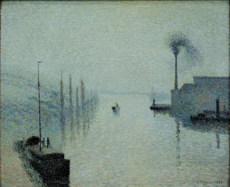 Die Seine in Rouen, die Insel Lacroix, Nebeleffekt - Camille Pissarro