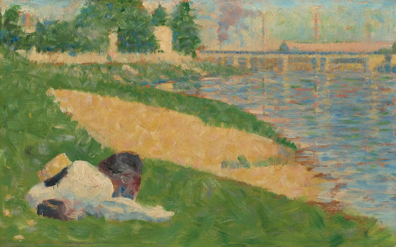 Die Seine mit Kleidern am Ufer - Georges Seurat