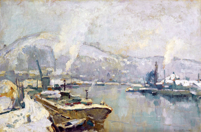 Die Seine und die Côte Sainte Catherine in Rouen im Winter - Robert Antoine Pinchon