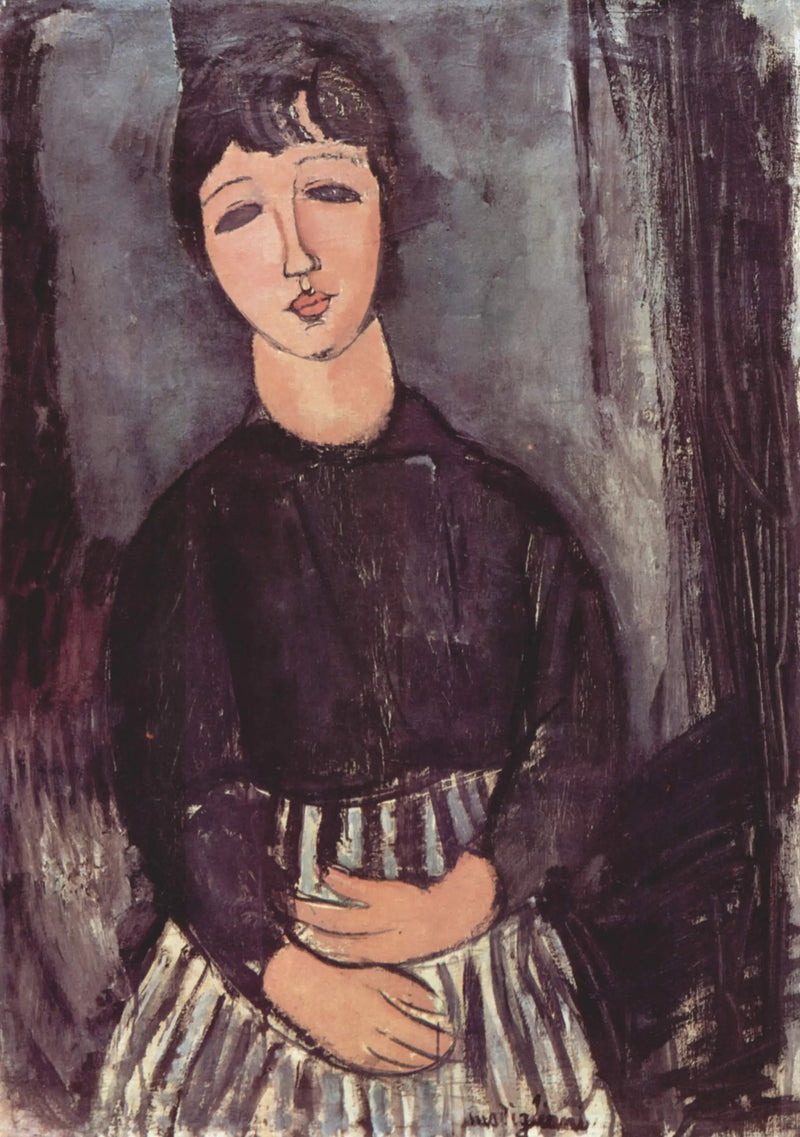 Die Dienerin mit gestreiftem Schürzen - Amedeo Modigliani
