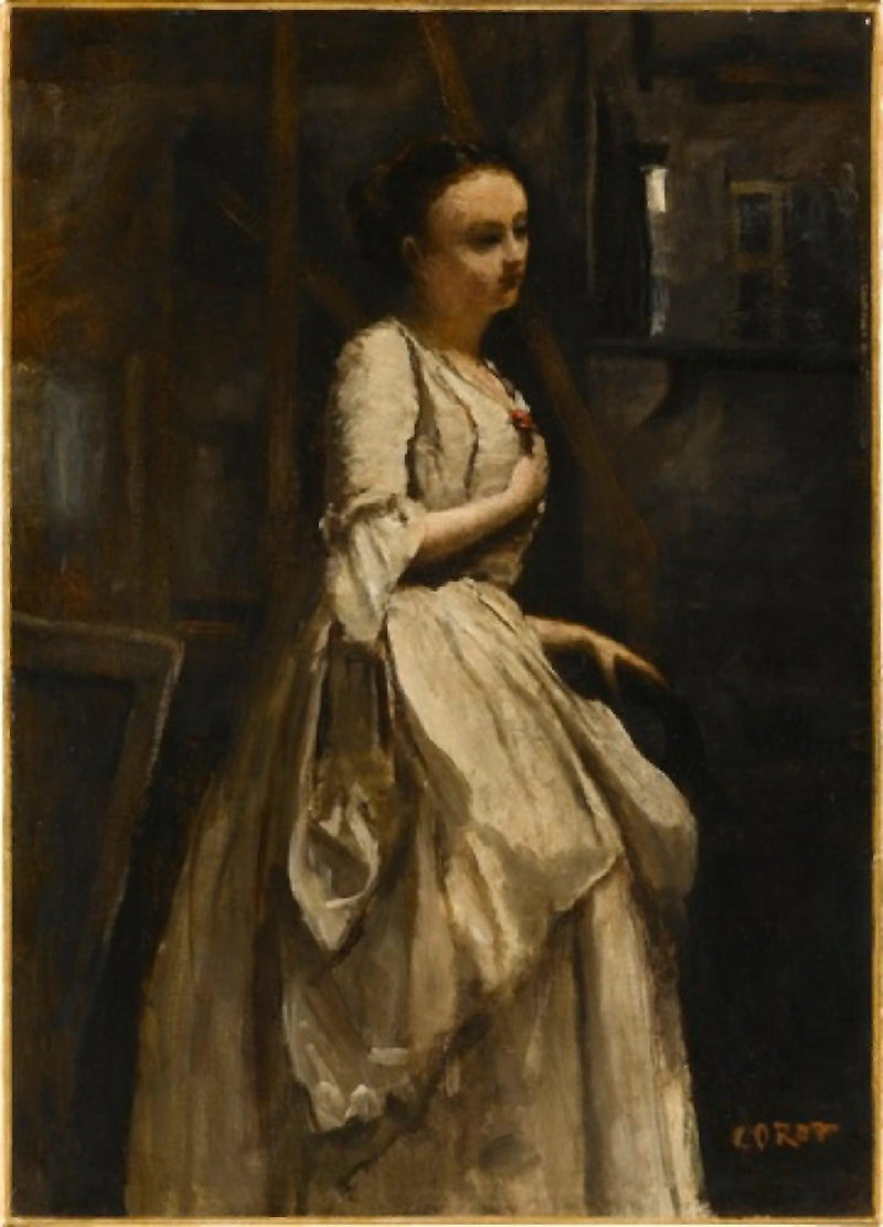 Die Soubrette mit der roten Blume - Jean-Baptiste Camille Corot