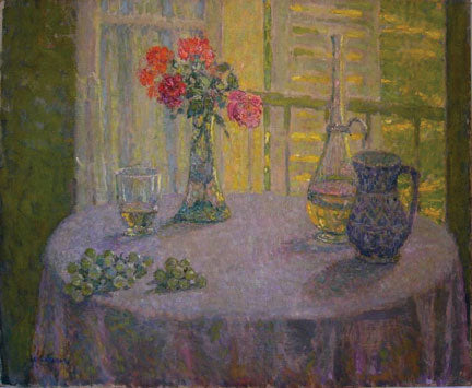 Der Tisch mit dem Blumenstrauß aus Nelken, Versailles - Henri Le Sidaner