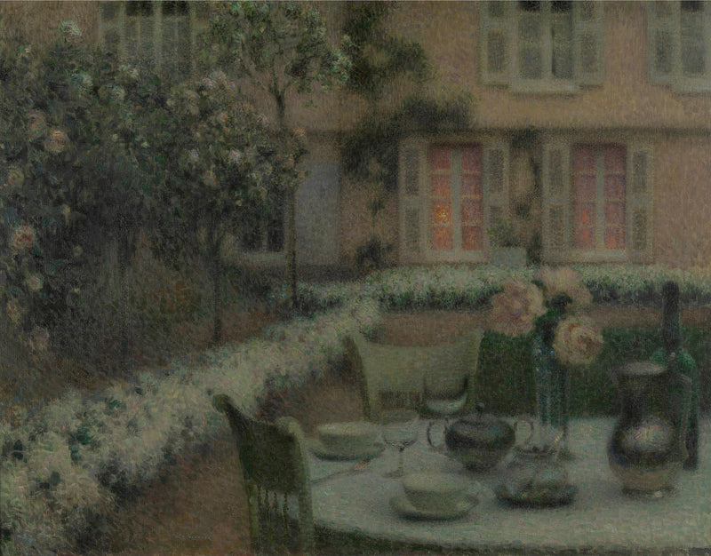 Der Tisch im weißen Garten in Gerberoy - Henri Le Sidaner