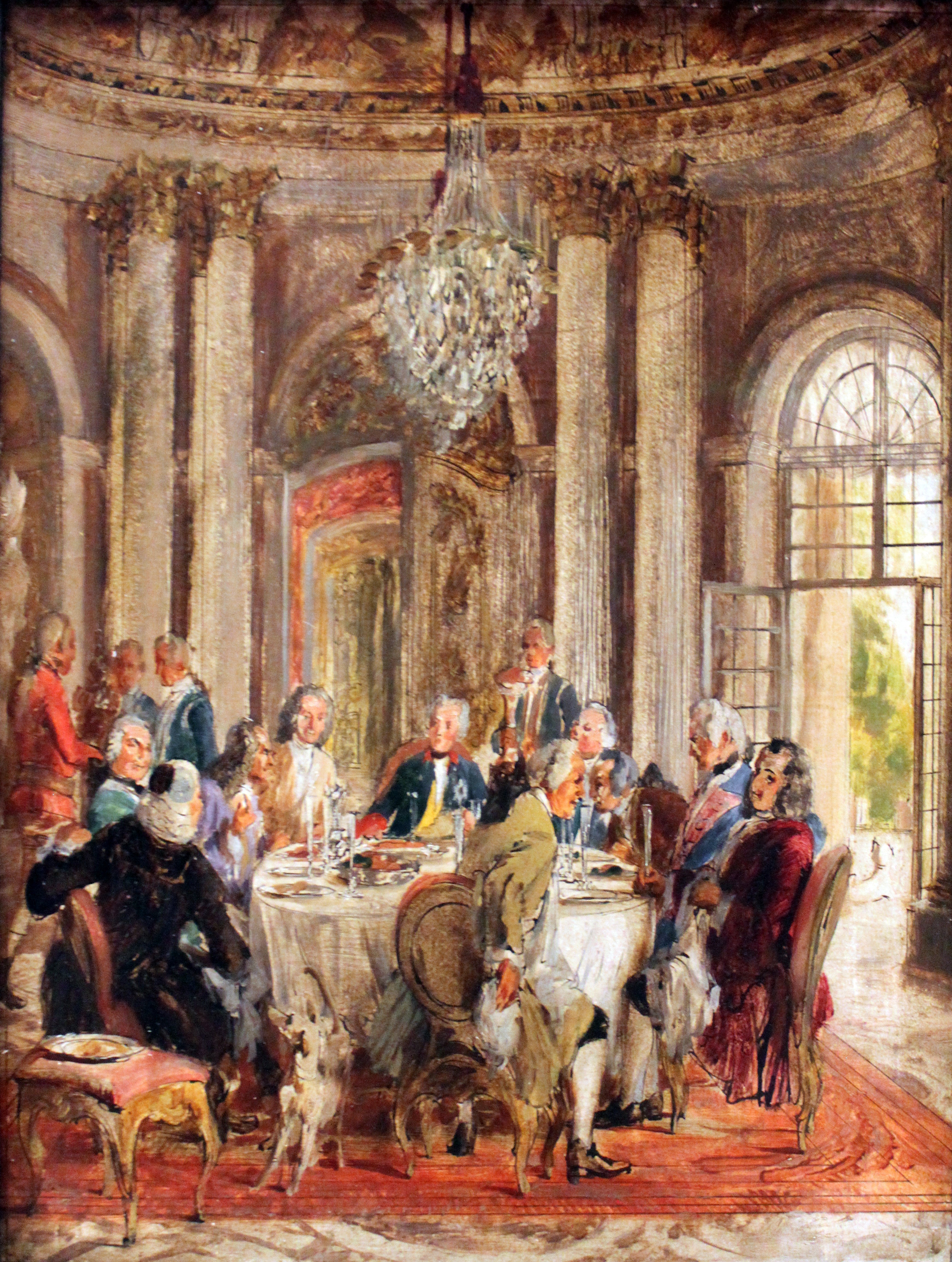 Der runde Tisch von König Friedrich II. in Sanssouci - Adolph von Menzel