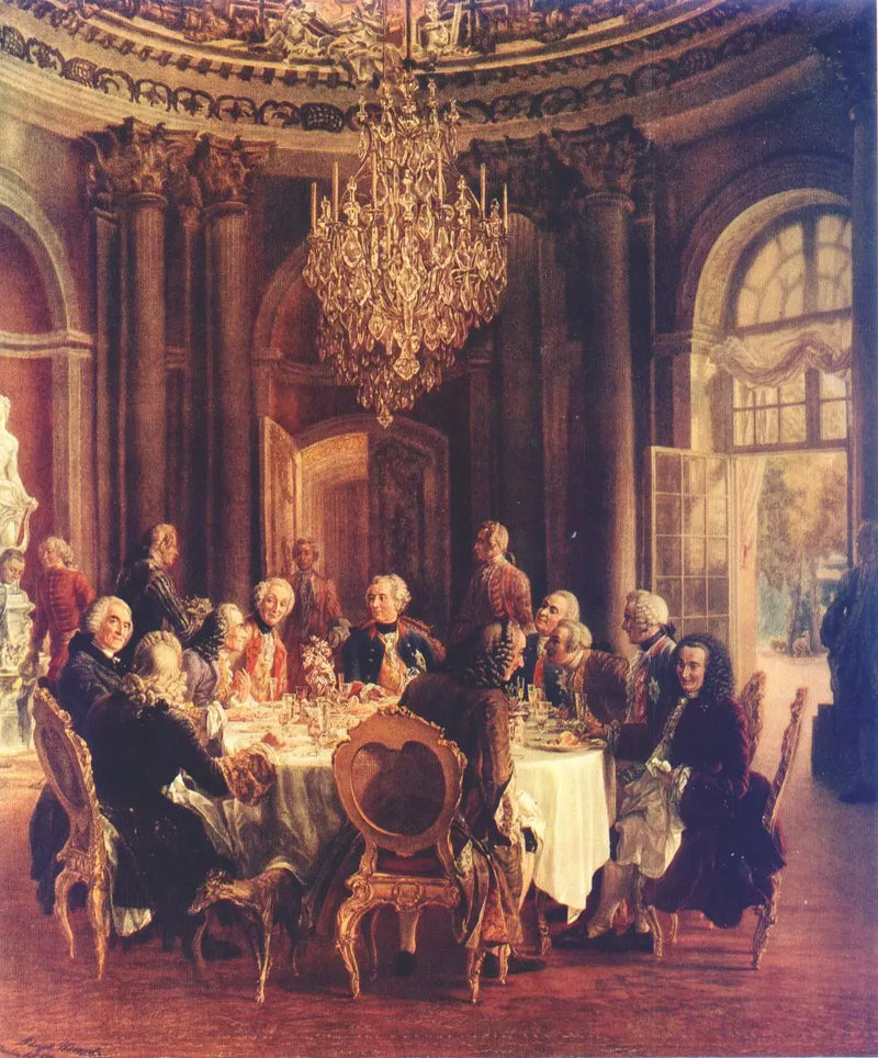 Der runde Tisch des Königs Friedrich II. in Sanssouci - Adolph von Menzel